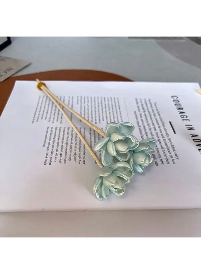 أعواد الروطان المزيفة غير القابلة للاشتعال باللون الأزرق مع حامل أسود لتزيين المنزل والمكتب والمنتجعات الصحية - Image 5